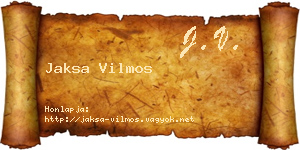 Jaksa Vilmos névjegykártya